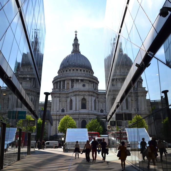 A view of St Paul's Cathedral from One New Change.