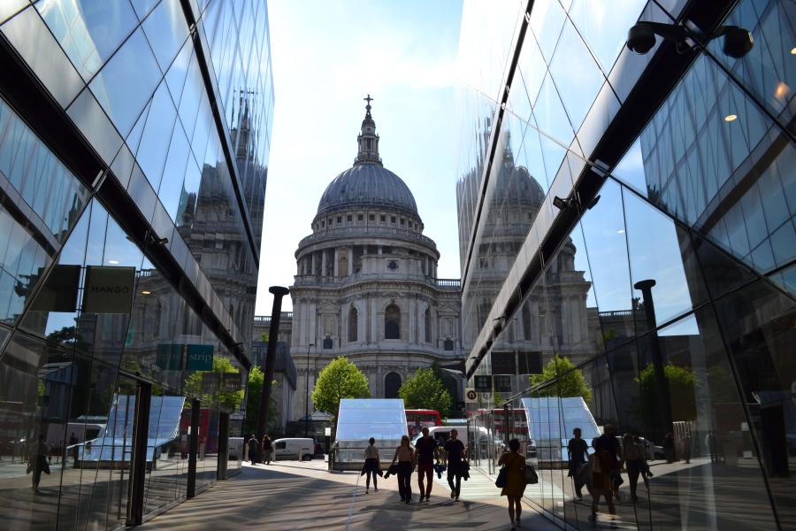 A view of St Paul's Cathedral from One New Change.