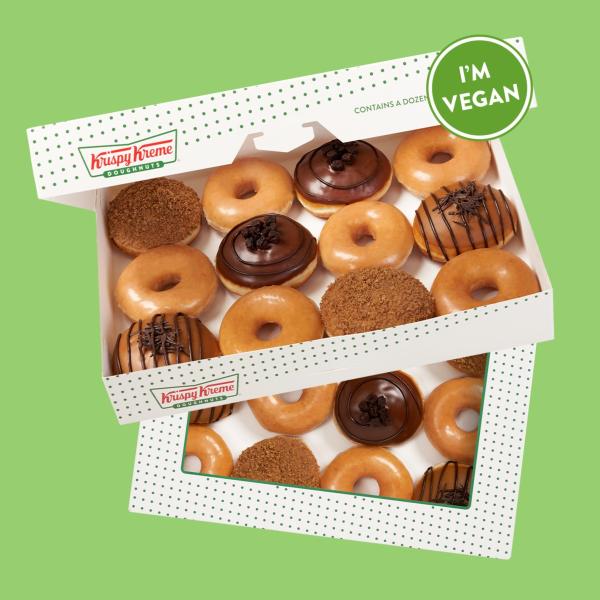 Box of glazed vegan doughnuts